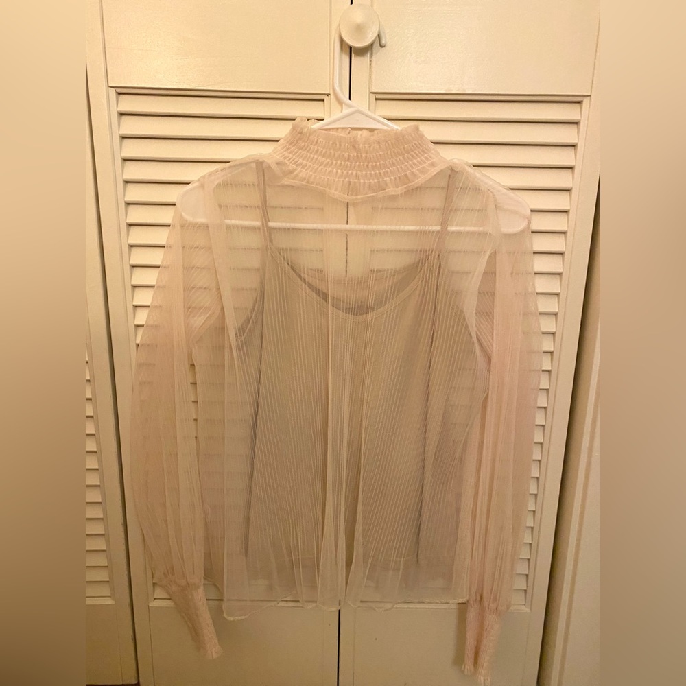 Set: Sheer Blouse + Camisole Top
